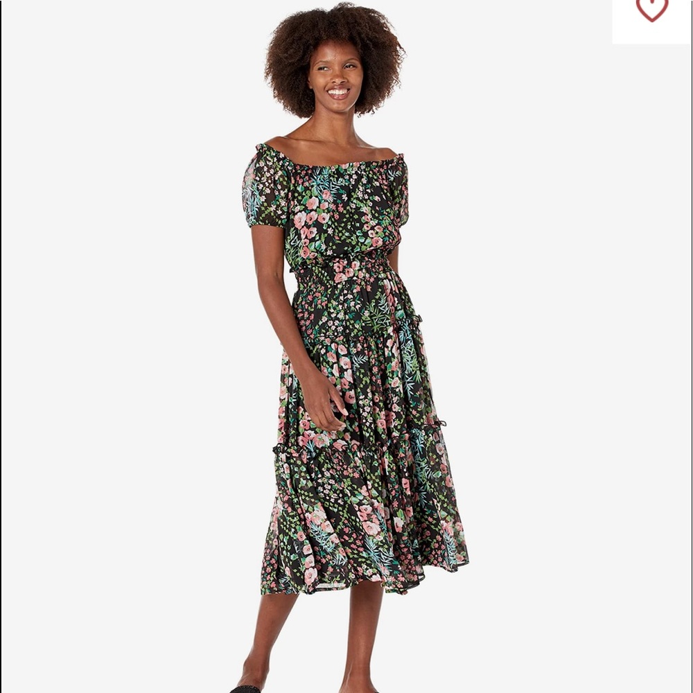 NWTTommy HilfigerOff-the-Shoulder French Trellis Smock Waist Dress ⭐️LOW PRICE⭐️